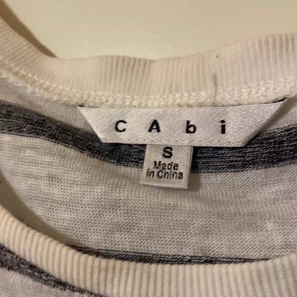 Cabi White with Black strips Top Size Small - Picture 3 of 3